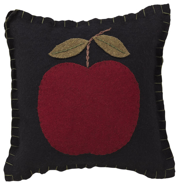 Apple Harvest Felt Pillow Appliqued Apple - Modern - Decorative Pillows - by VHC Brands