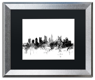 Michael Tompsett 'Columbus Ohio Skyline B&amp;W' Matted Framed Art 