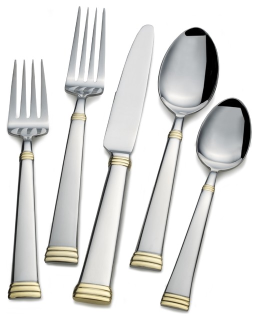 Towle Living 45piece Gold Mirabel Flatware Set Contemporary