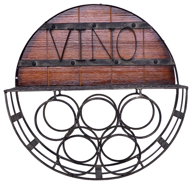 round wooden wine rack