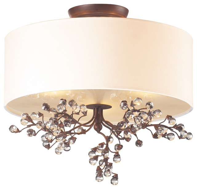 Rustic flush mount ceiling fan light