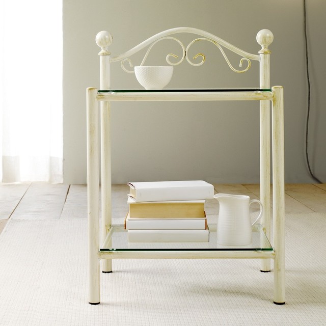 metal frame bedside table with glass top by Cossato Letti - Modern ...