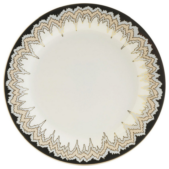 Dinner Plate, White/Gold Contemporary Dinner Plates by Kelly