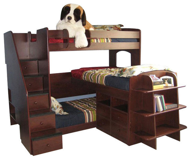 dayton triple decker twin stairway bed contemporary bunk beds by totally kids fun dayton triple decker twin stairway bed contemporary bunk beds by totally kids fun