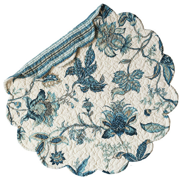 Jacobean Blue Round Placemat Mediterranean Placemats by Simply