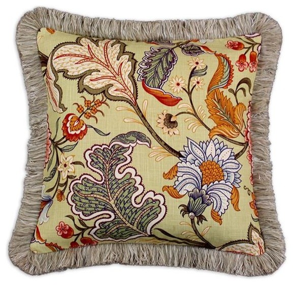 Custom Fringed Square Pillow Traditional Decorative Pillows