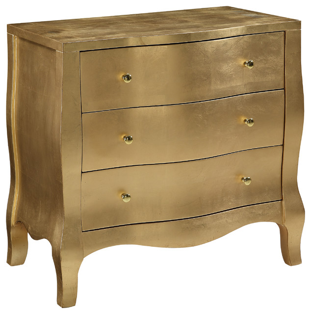 3Drawer Chest, Melrose Gold Leaf Contemporary Dressers by Coast