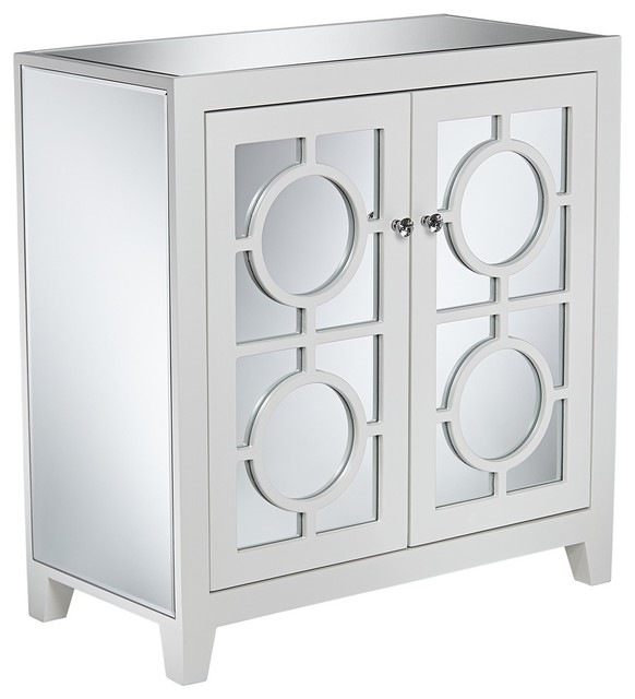 Jenyne White Mirrored Accent Contemporary Storage