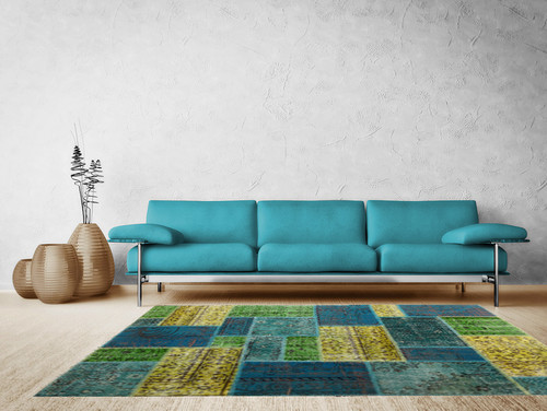 Contemporary Living Room: Patchwork Carpets