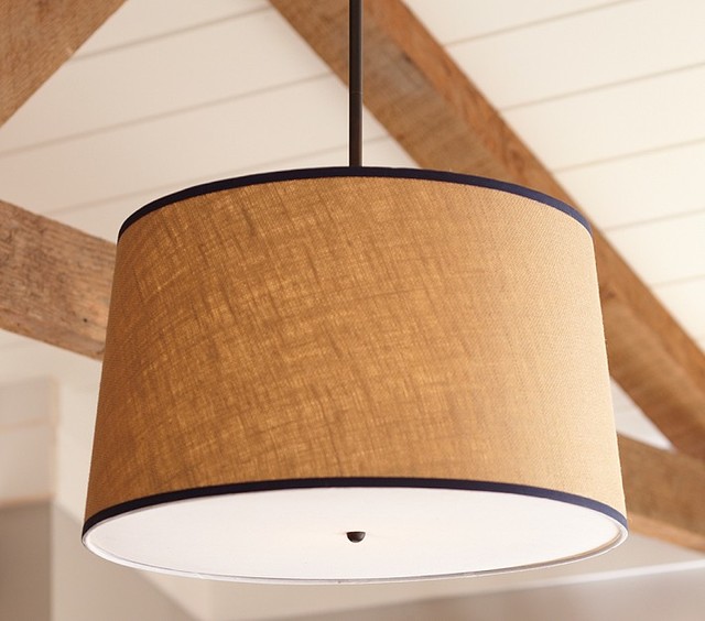 Khaki/Navy Drum FlushMount Light Contemporary Pendant Lighting
