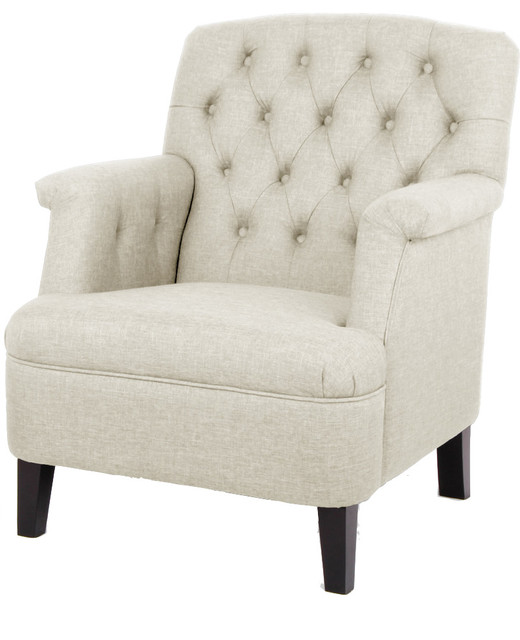 Jester Classic Retro Beige Fabric Upholstered Buttontufted Armchair