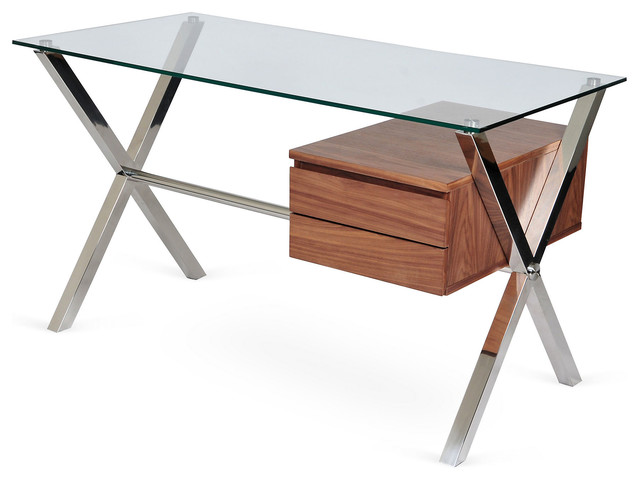 Small Beverly Desk, Walnut - Modern - Desks & Writing Bureaus - by One Kings Lane