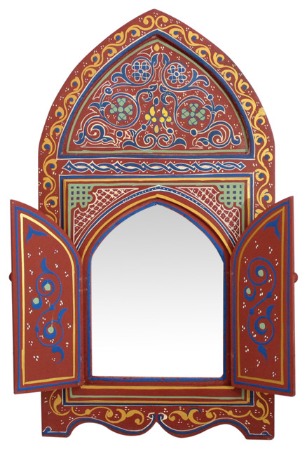 Moroccan Mirror Wood Bab Door Burgundy Handmade Limited Edition - Mediterranean - Wall Mirrors ...