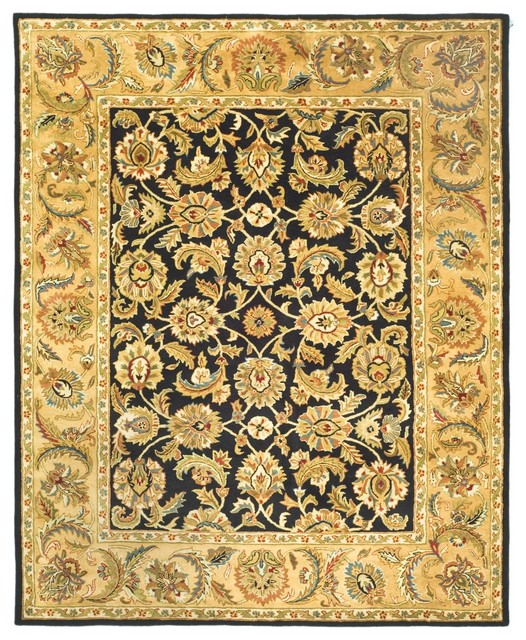 Classic Black/Yellow Area Rug CL758B 6' x 6' Round Traditional