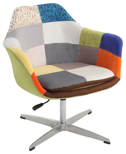 Patchwork Swivel Leisure Arm Chair Eclectic Armchairs and Accent Chairs