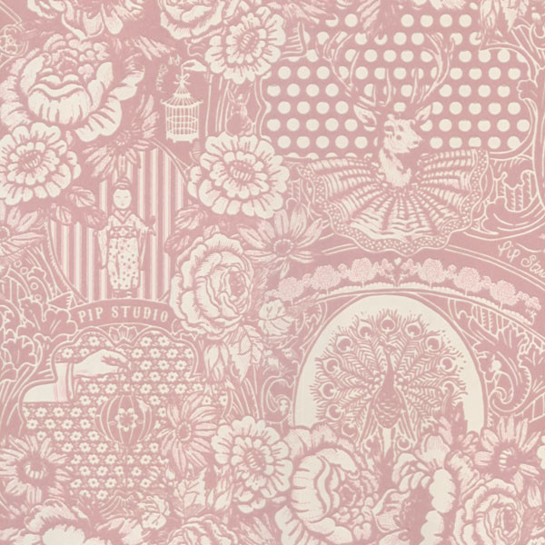 Pip Light Pink Flock Floral Toile Wallpaper - Eclectic - Houston - by