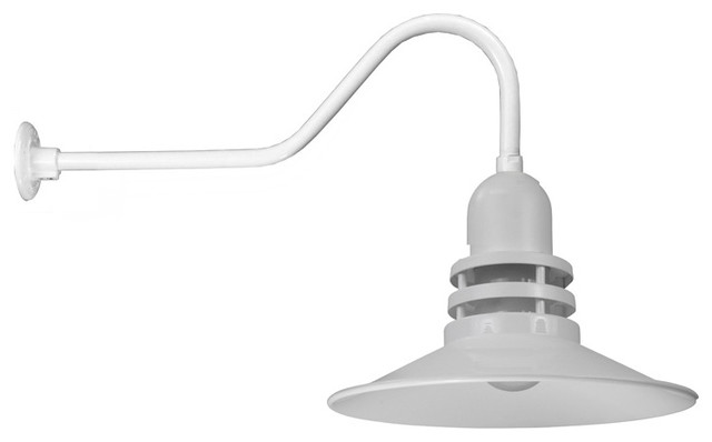 Contemporary Wall Sconce With Frosted Glass And Gooseneck Arm Extension, White wall-sconces
