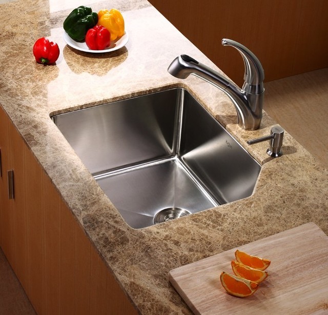 Kraus 23 Inch Undermount Single Bowl Stainless Steel Kitchen Sink ...
