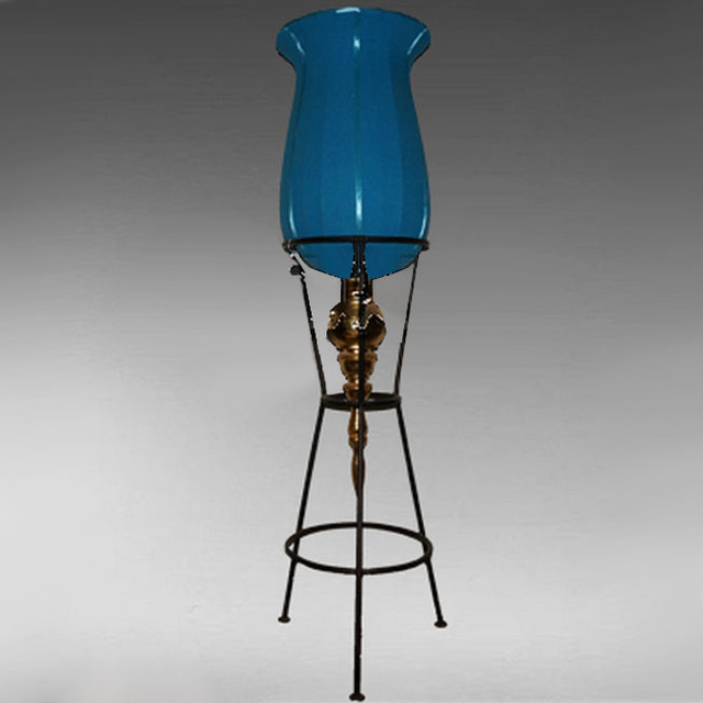 Modern Iron and Blown Glass Shade Floor Lamp Mediterranean Floor