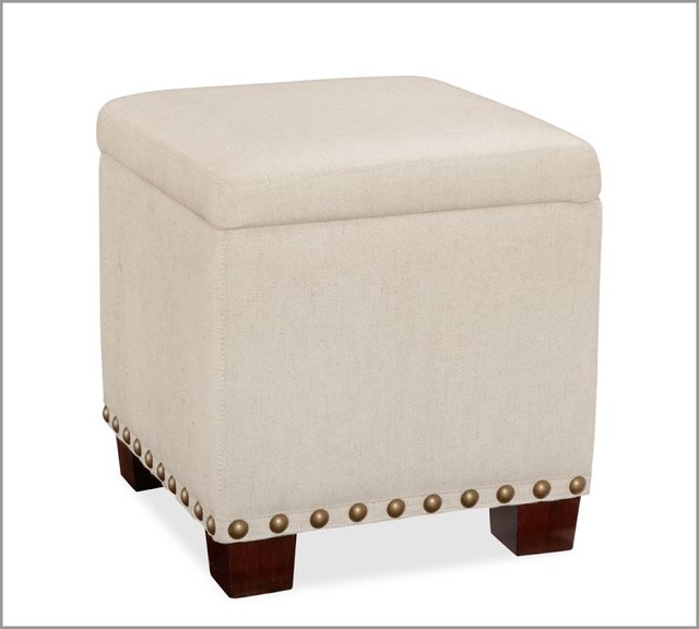 Raleigh Upholstered Storage Cube with Nailhead Contemporary