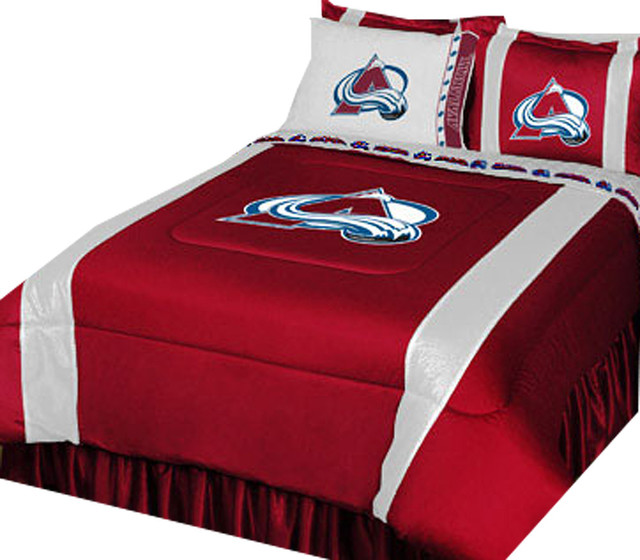 NHL Colorado Avalanche Bed Set Hockey Logo Bedding Drapery, Full