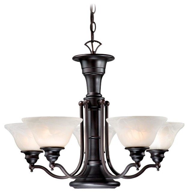 Six Light Up Down Lighting Chandelier Oil Burnished Bronze Modern