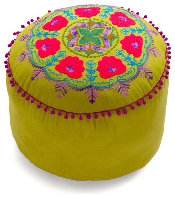 Folky Fresh Pouf Eclectic Floor Pillows And Poufs by ModCloth