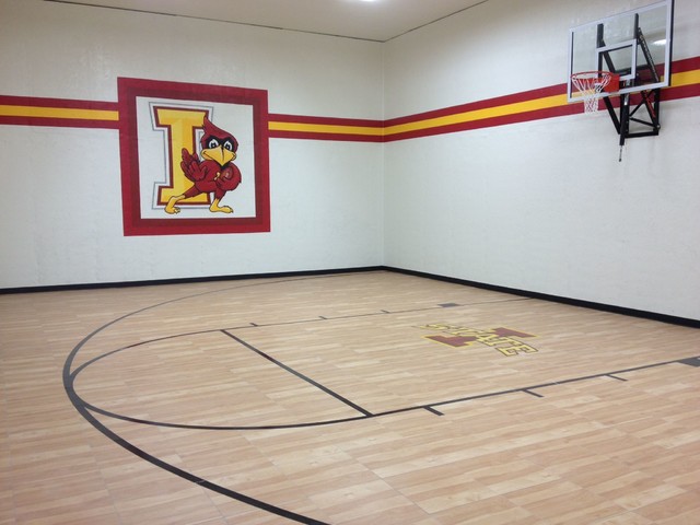 cool indoor home Basketball court and gym by SnapSports - Home Gym - by