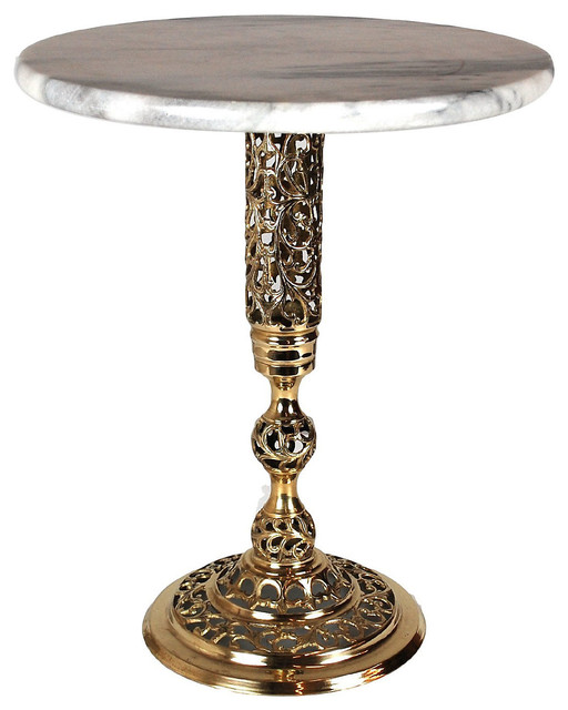 Brass & Marble Pedestal Table Contemporary Side Tables & End Tables