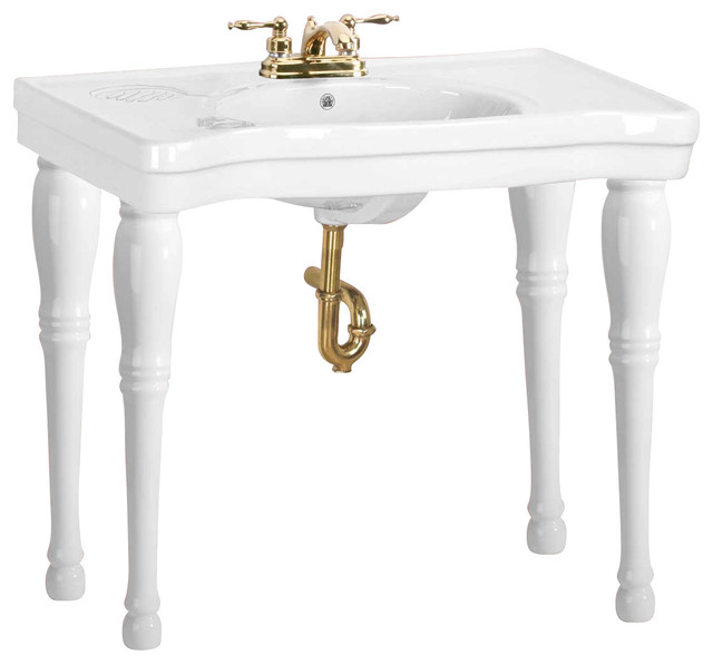 Console Sinks White China Belle Epoque Sink 4 Spindle Leg 4" Modern