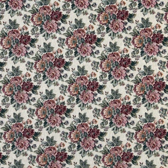 Red Green And Gold Floral Tapestry Upholstery Fabric By The Yard