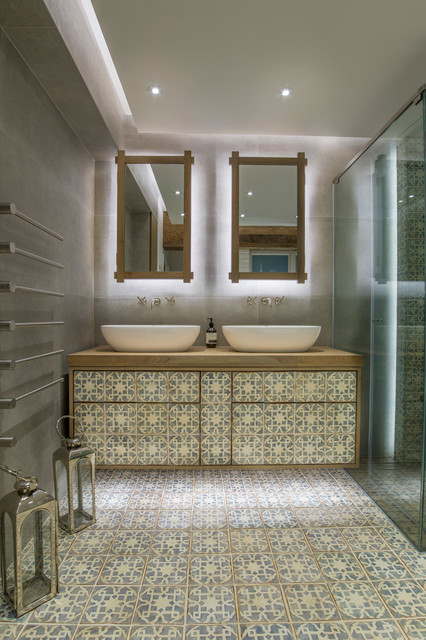 Eclectic Bath Hong Kong Eclectic Bathroom with Antique Tiles contemporary-bathroom