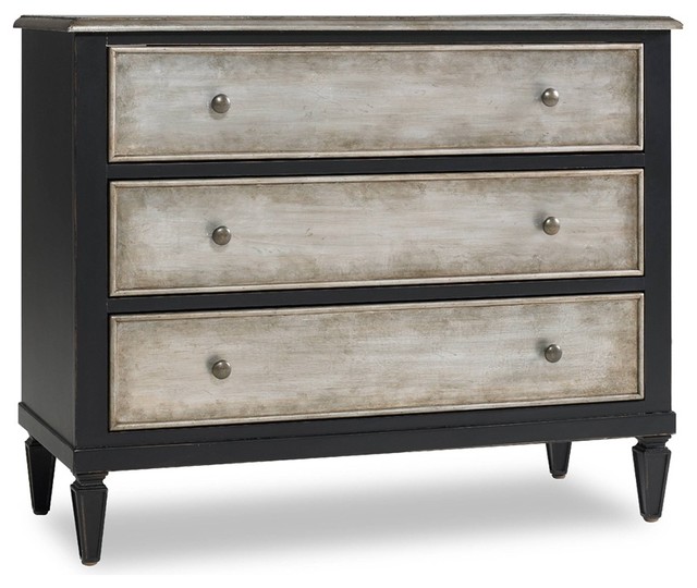 Hooker Furniture Two Tone Aluminum Wrap and Black Three Drawer Chest