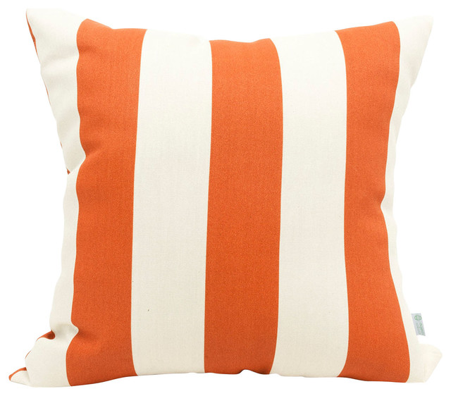Outdoor Burnt Orange Vertical Stripe Large Pillow Contemporary