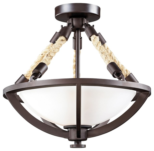 Natural Rope Collection 15" Wide Aged Bronze Ceiling Light Beach