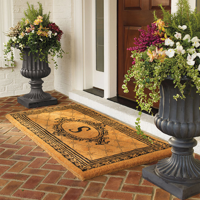 Black Estate Monogram Coco Mat Traditional Doormats by FRONTGATE