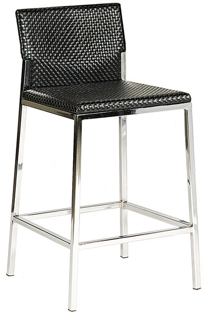 Avanti Basket Weave Stool, Black Leatherette, Black - Transitional