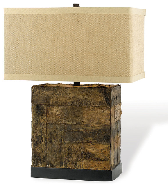 Bark Rustic Lodge Square Linen Table Lamp Rustic Table Lamps by