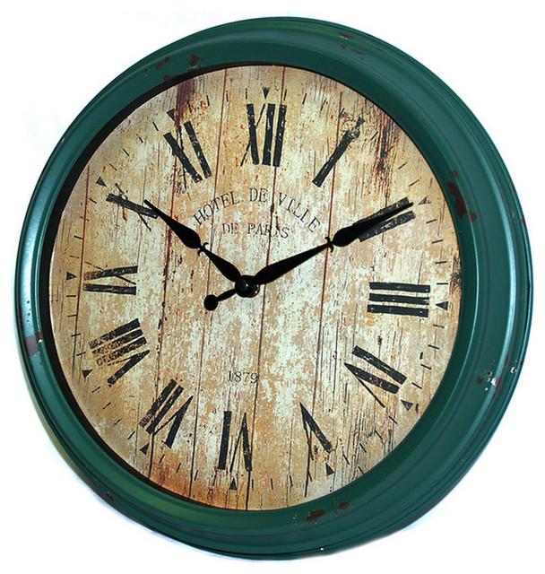 Antique Green Wall Clock Rustic Wall Clocks by Tasteful Home Decor