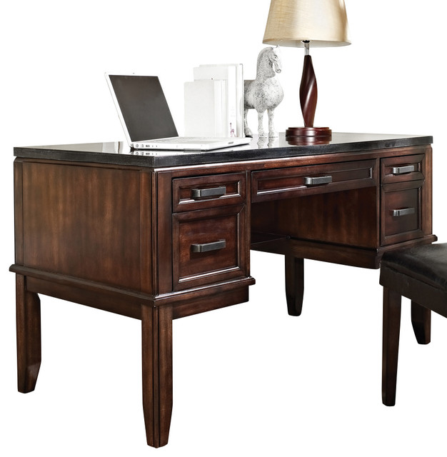 Steve Silver Chamberlain Black Granite Top Writing Desk Traditional Desks And Hutches by
