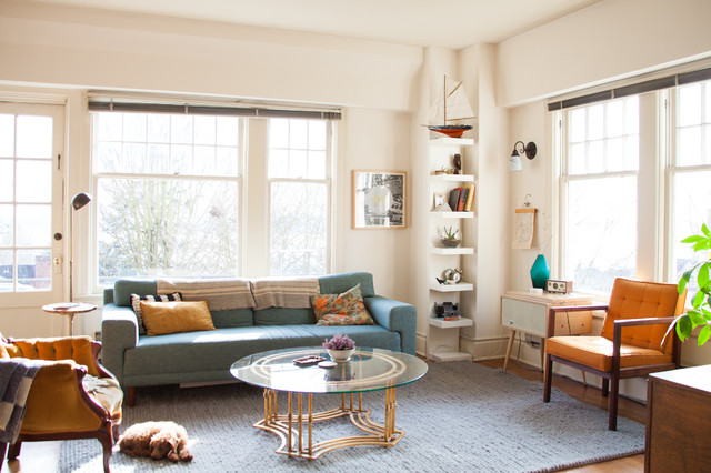 Eclectic Living Seattle My Houzz: Bright and Airy Apartment Beats the Seattle Grey eclectic-living-room