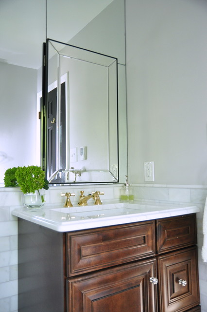 Layered Mirrors Over Vanity Transitional Bathroom Dc Metro By Alison Giese Interiors