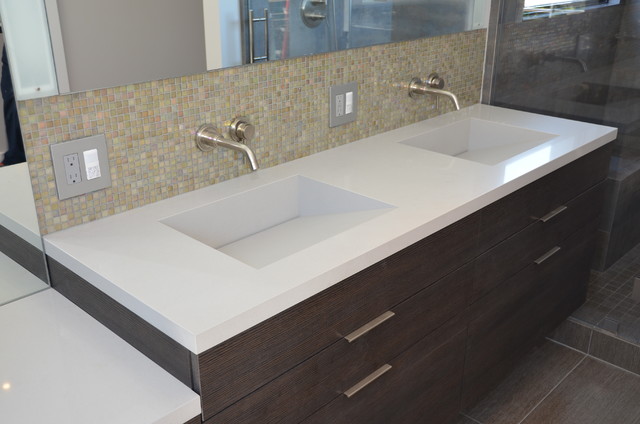 Quartz Integrated Sinks  Modern  Vanity Tops And Side 