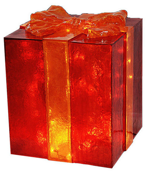 illuminated gift box red with gold bow 18 quot modern illuminated gift box red with gold bow 18 quot modern