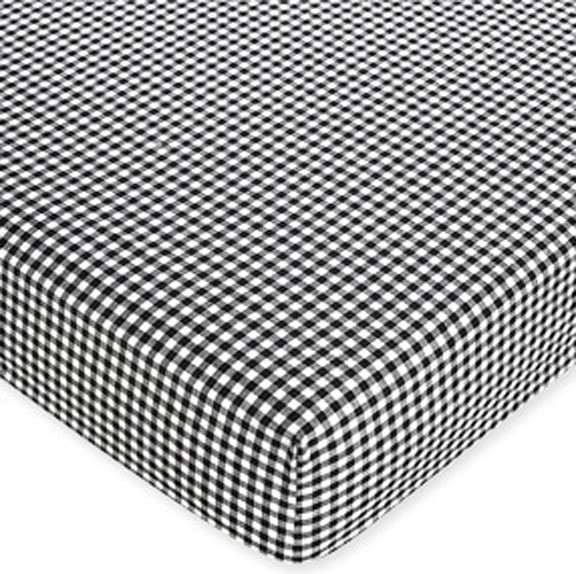Little Ladybug Black and White Gingham Print Fitted Crib Sheet babybedding
