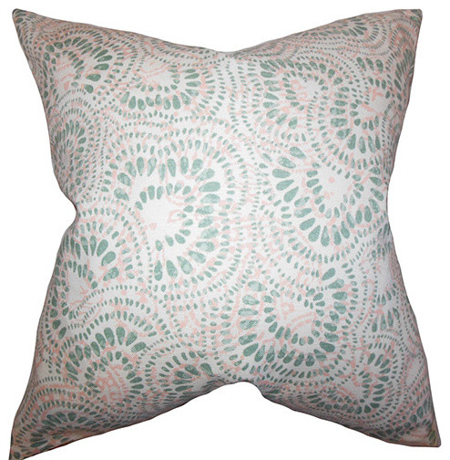 Glynis Pink and Green 18 x 18 Floral Throw Pillow - Eclectic - Bed Pillows - by Bellacor