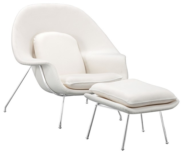 Zuo Nursery White Lounge Chair and Ottoman Contemporary Armchairs