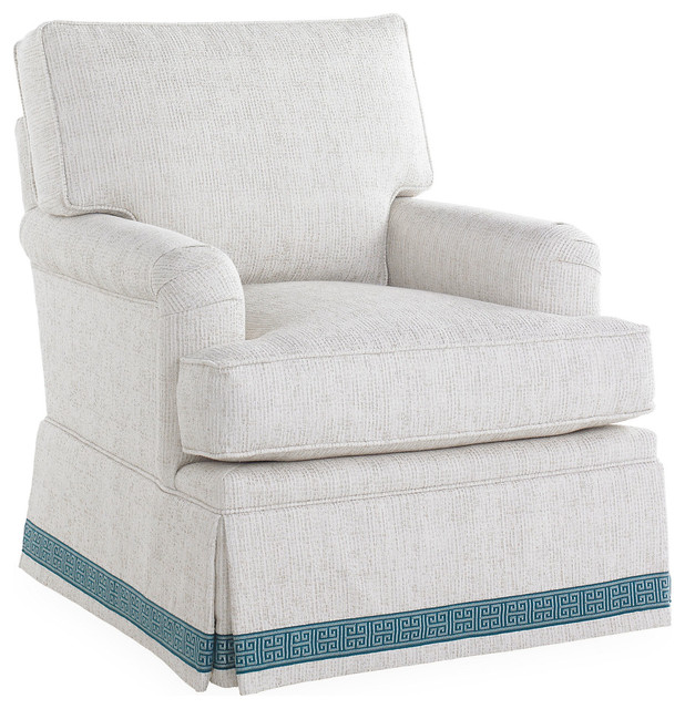 Winston Skirted Swivel Chair, Natural Contemporary Armchairs And