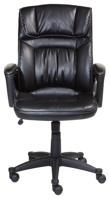 Serta Smooth Black Executive Puresoft Faux Leather Office ...