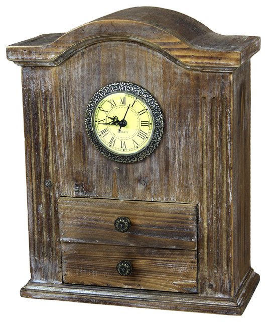 Vintage Style Wooden Desk Clock Rustic Desk And Mantel Clocks by